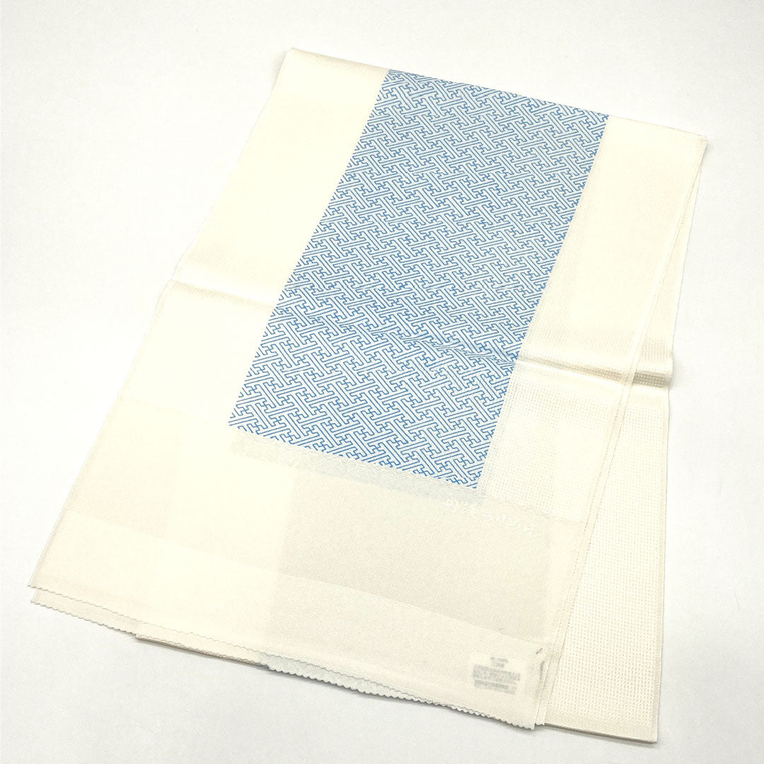 （新古品）帯揚げ 正絹 Sランク カジュアル 胡粉色（ごふんいろ） 紗綾形 丹後ちりめん 古典柄 長さ約184cm 幅約31cm 白系 1136001452911