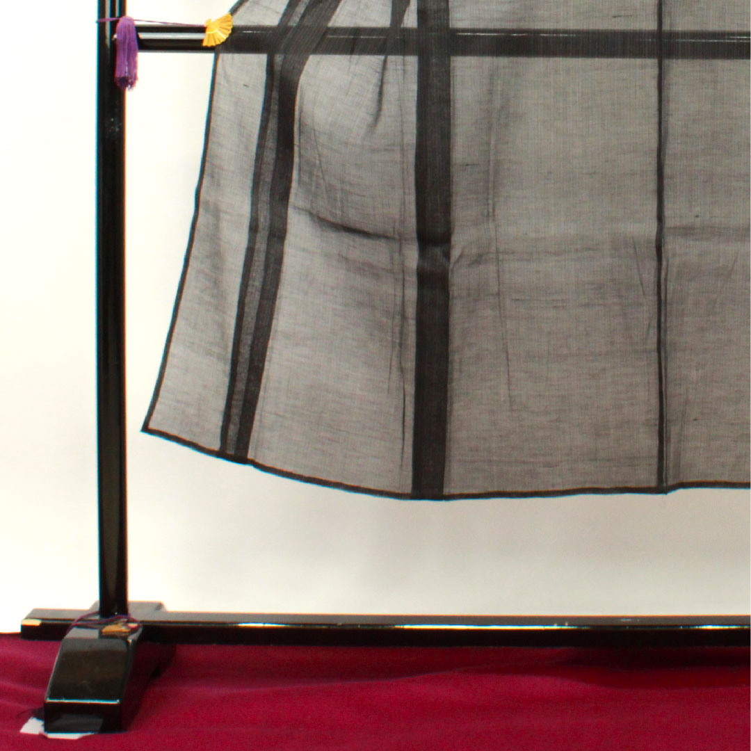 夏物 正絹 男物 身丈140.5cm 裄丈64.5cm 黒鼠色（くろねずいろ） 縞 紗 Aランク 黒系 1132001793110