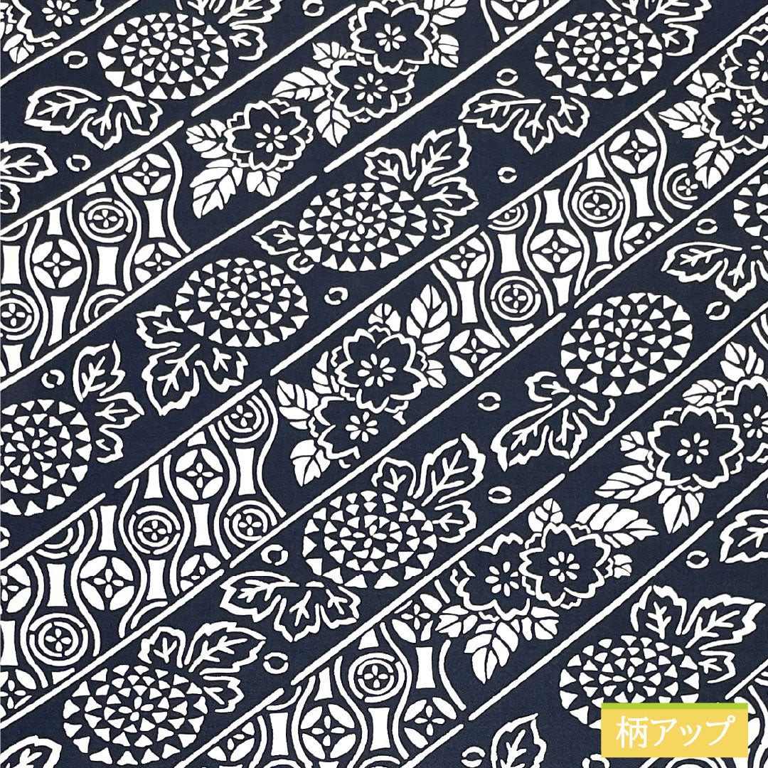 袋帯 正絹 Sランク 紺滅色（こんけしいろ） 染め帯 伊勢型染 帯丈448cm 全通 カジュアル 紺系 1123016582318