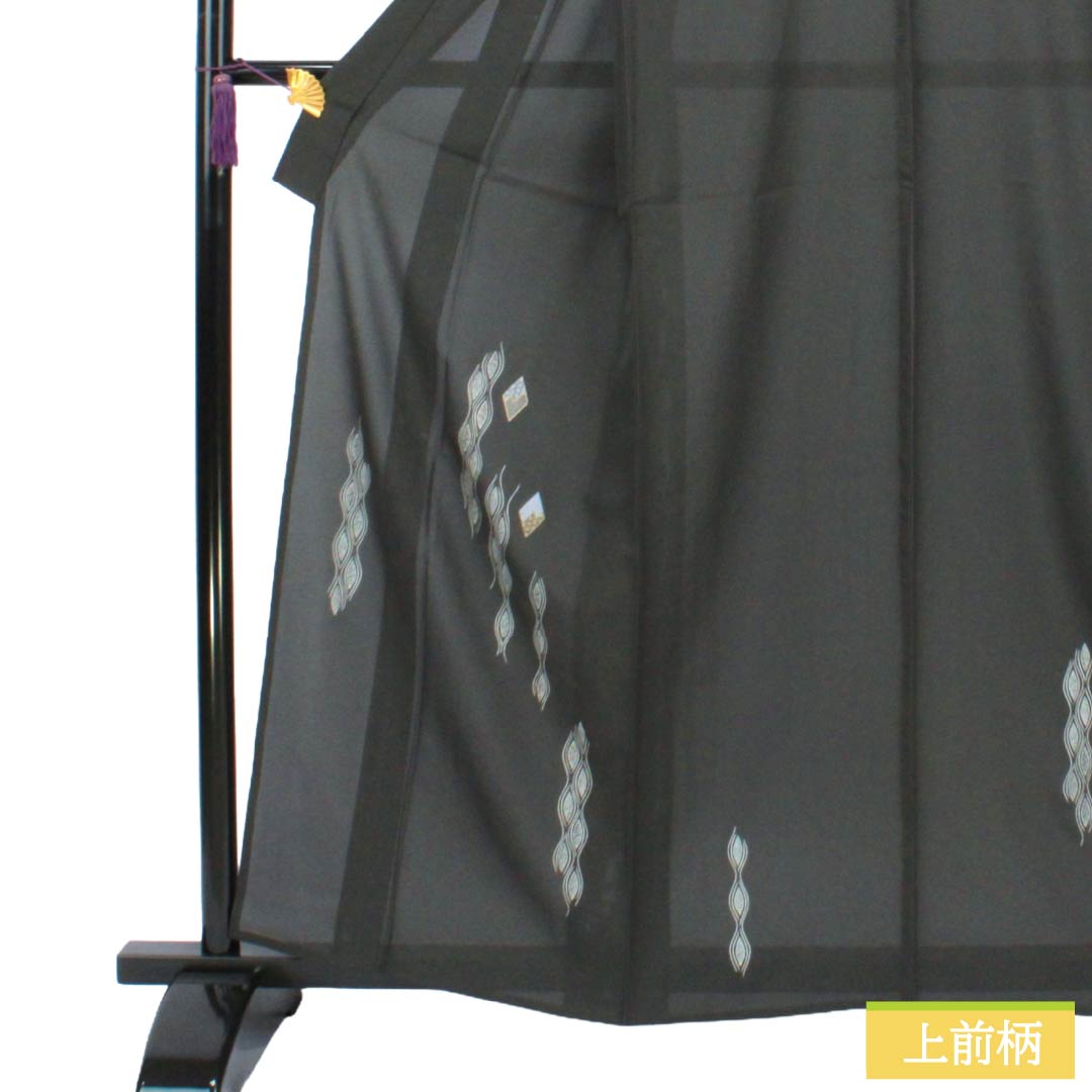 夏物 正絹 付下げ Sランク 身丈162cm 裄丈66cm 具墨色（ぐずみいろ） 型染 蘇州刺繡 抽象模様 絽 グレー系 1132005092422