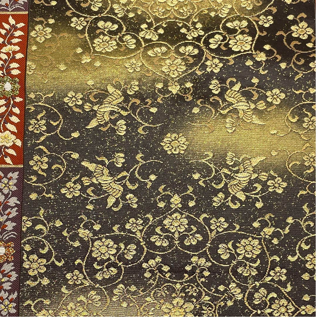 袋帯 金色 華紋 鳳凰 加納幸 帯丈438cm 正絹 Sランク 六通 フォーマル 金系 1123006132321