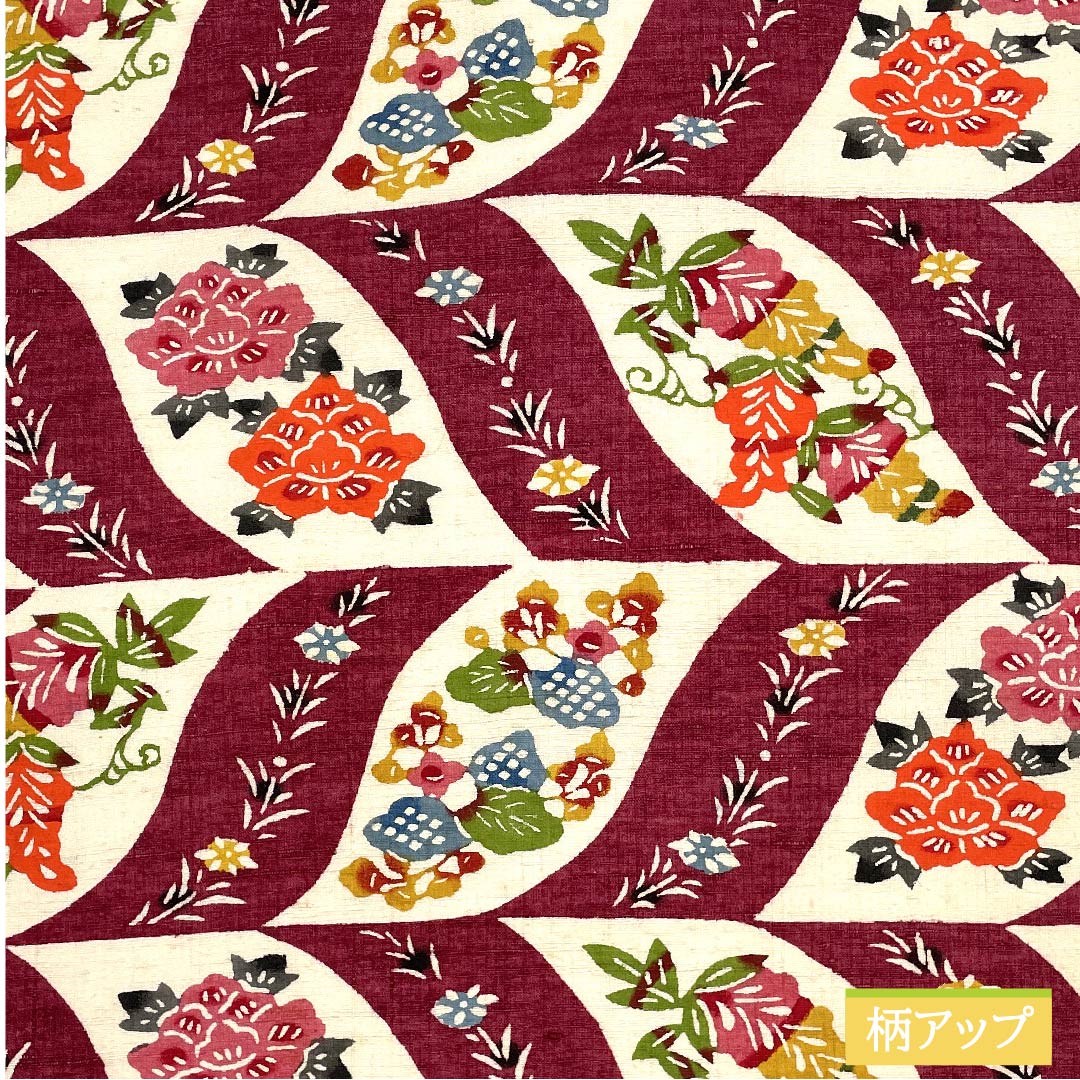 名古屋帯 正絹 深緋色（ふかきあけいろ） 花柄 帯丈355cm Sランク 六通 カジュアル 赤系 1124006362312 名古屋仕立て