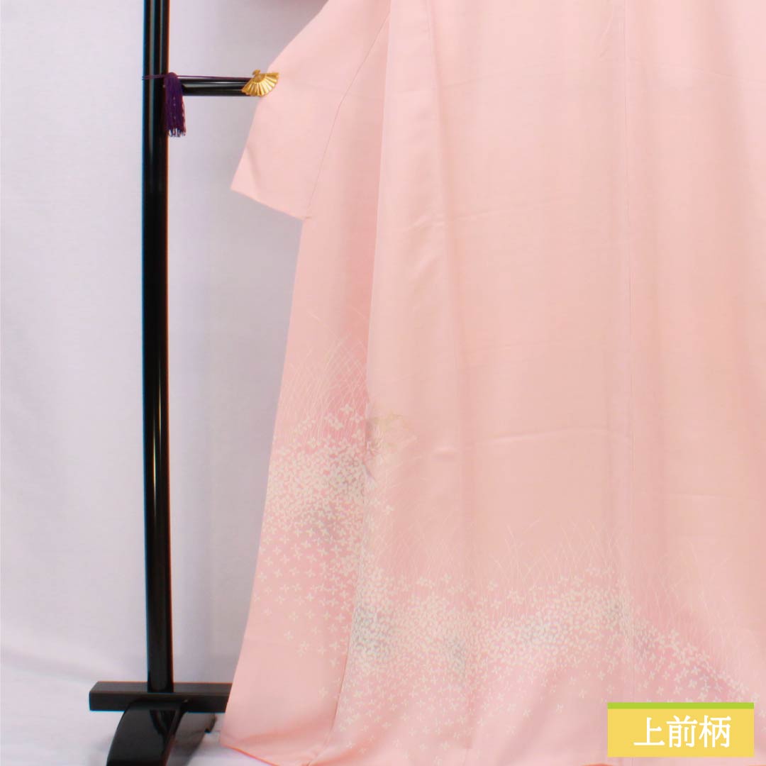 訪問着 正絹 Aランク 袷 身丈166cm 裄丈61.5cm 乙女色（おとめいろ） 京友禅 刺繍 草花 ピンク系 1112006273513