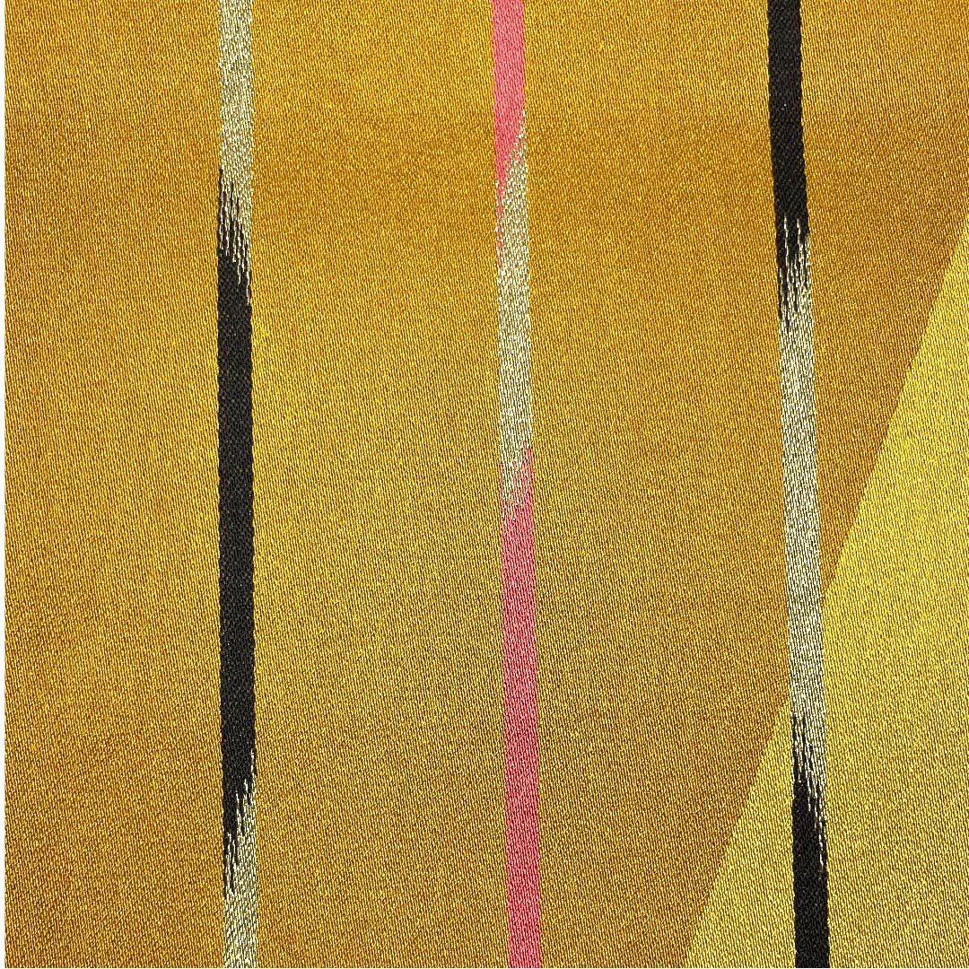 半幅帯 ポリエステル 蜜柑茶色（みかんちゃいろ） ストライプ 幾何学模様 モダン リバーシブル 帯丈352cm 茶系 Sランク 1125001282314