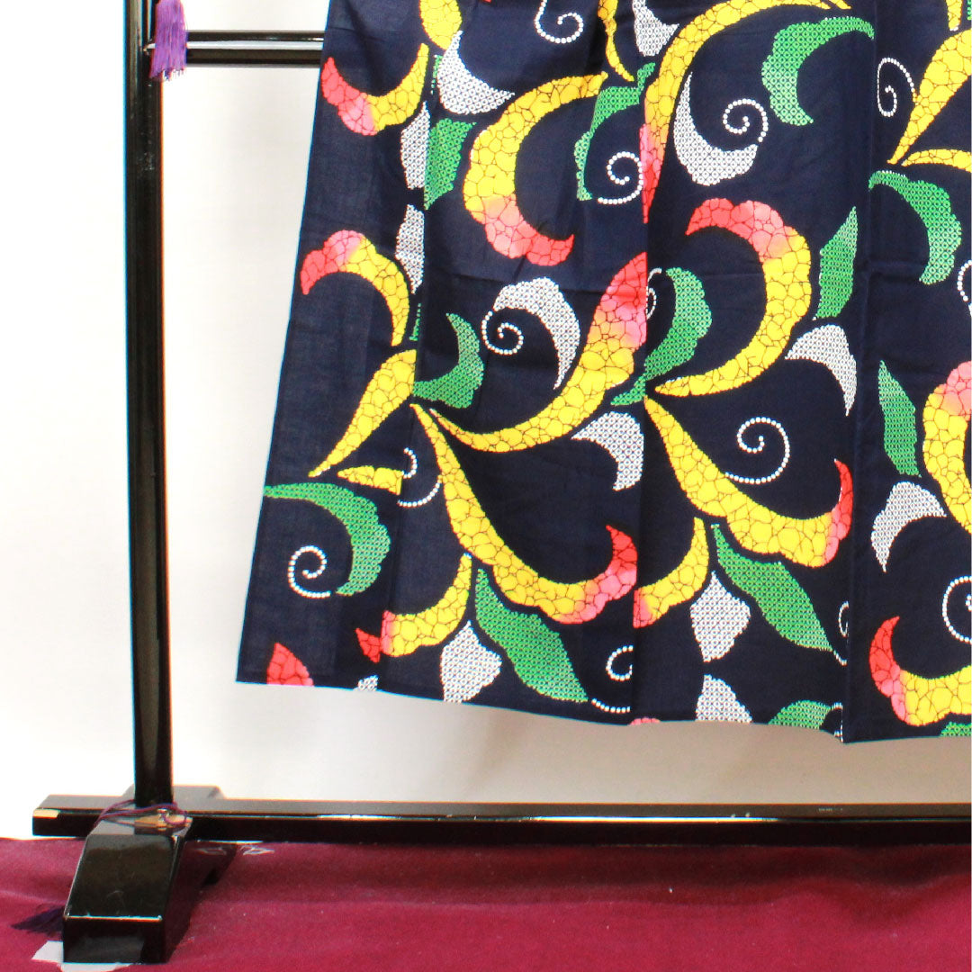浴衣 濃紺色 抽象模様 木綿 Sランク 単衣 身丈147.5cm 裄丈64cm 紺系 1118003622118
