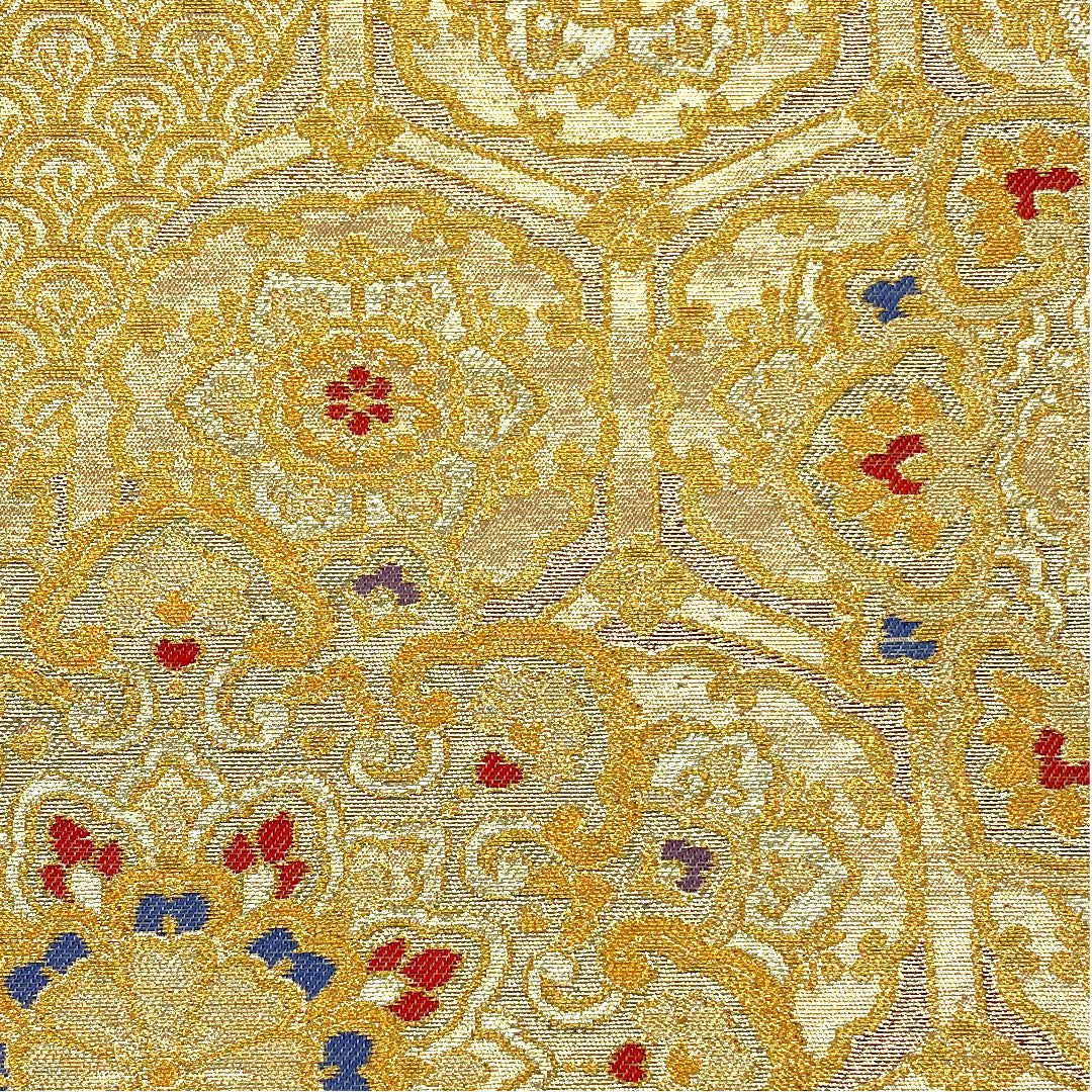 （未仕立）袋帯 道長秋草華文 長嶋成織物 帯丈428cm 正絹 Sランク 六通 フォーマル 金系 1123004692321