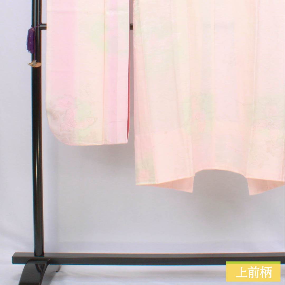 長襦袢 正絹 Sランク 身丈120.5cm 裄丈60.5cm 単衣 花 蝶 ピンク系 1129000852113