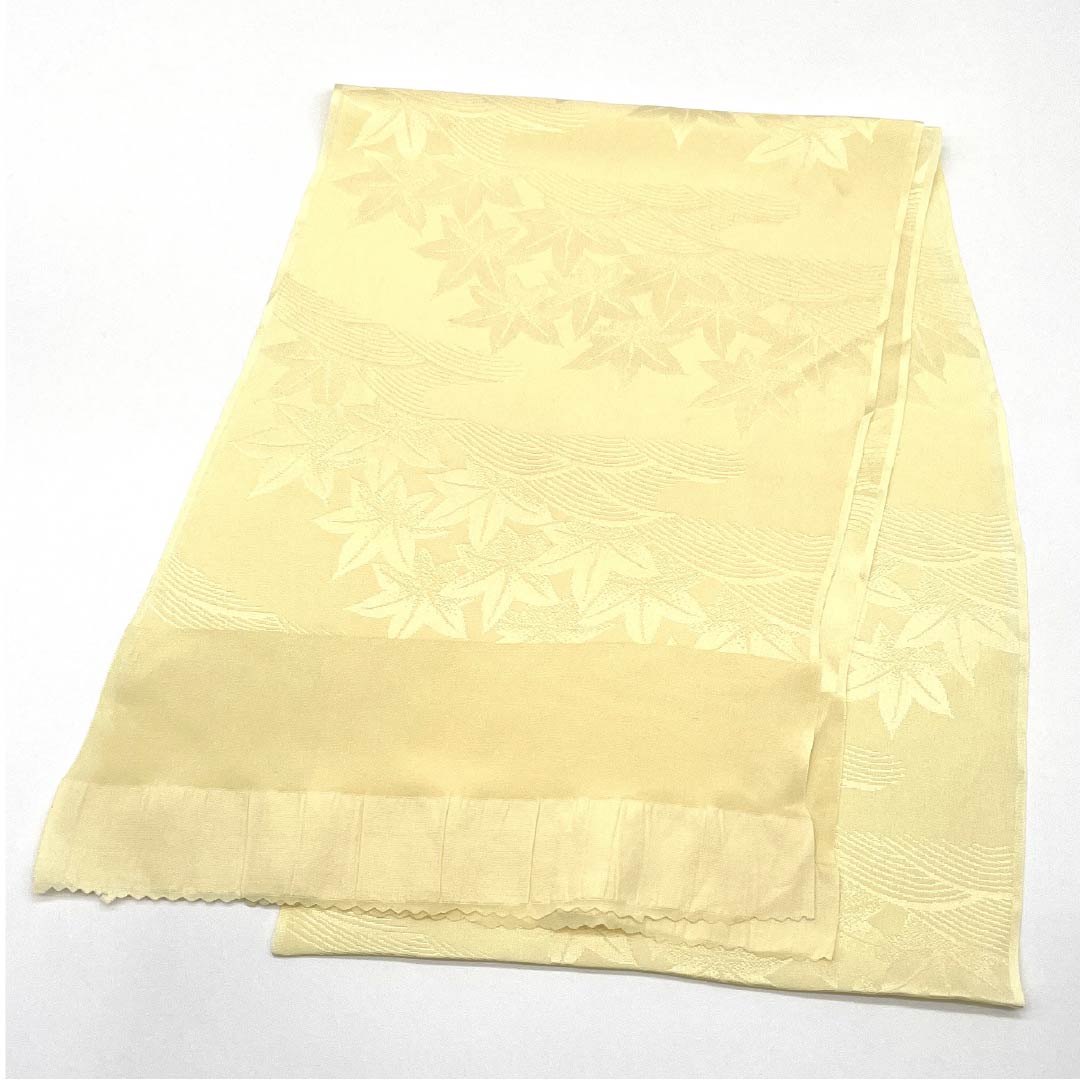 帯揚げ 正絹 フォーマル 淡黄色（たんこうしょく） 紅葉 古典柄 長さ約164cm 幅約28cm Sランク 黄系 1136000472923