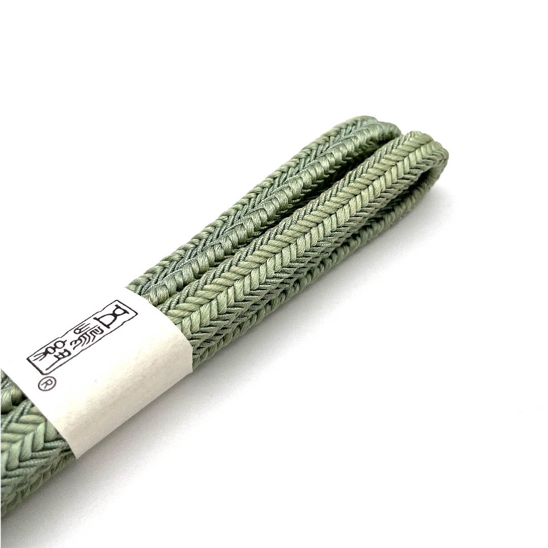 （新古品） 帯締め 正絹 四分紐 裏葉色（うらはいろ） 五嶋紐 江戸組紐 新古品 長さ約165cm 幅約1cm カジュアル Aランク 緑系 1135002523319