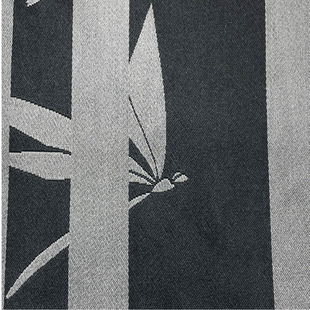 半幅帯 ポリエステル 帯丈354cm 黒色（くろいろ） 縞 トンボ 古典柄 リバーシブル 黒系 Sランク 1125001502310