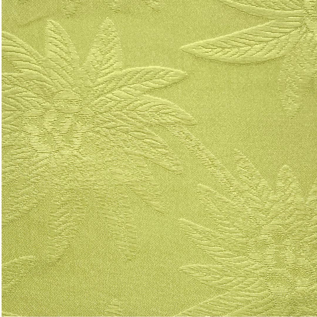 半幅帯 ポリエステル 帯丈380cm 青朽葉色（あおくちばいろ） 花柄 アダン 植物模様 雲 幾何学模様 緑系 Aランク 1125001303319