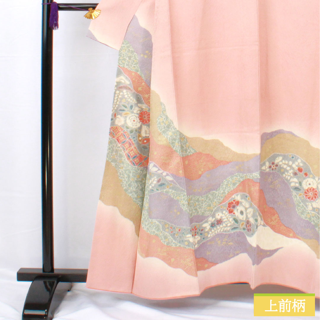訪問着 正絹 袷 身丈159cm 裄丈63.5cm 東雲色（しののめいろ） 京友禅 辻ヶ花 Aランク ピンク系 1112005673313