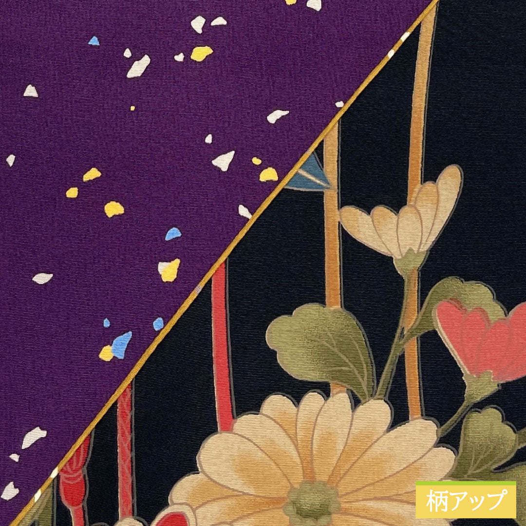 半幅帯 ポリエステル Sランク 染め帯 切り嵌め リバーシブル 菊 桜  帯丈428cm グラデーション系 1125002322499