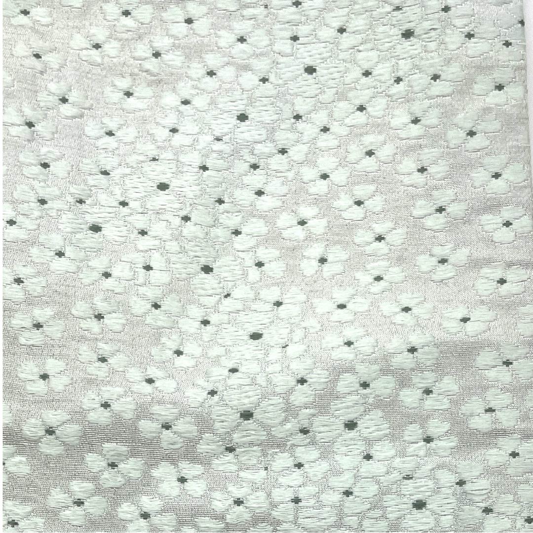 半幅帯 ポリエステル 青白磁色（せいはくじいろ） 小花模様 帯丈308cm 水色系 Aランク 1125001713324