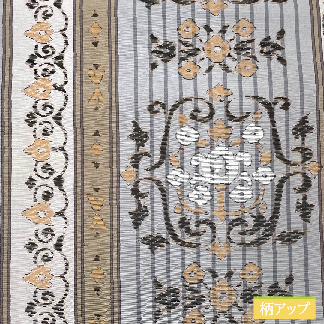 名古屋帯 錫色（すずいろ） エスニック調 京袋帯 帯丈360cm 正絹 Sランク 六通 カジュアル グレー系 1124006612322 開き仕立て