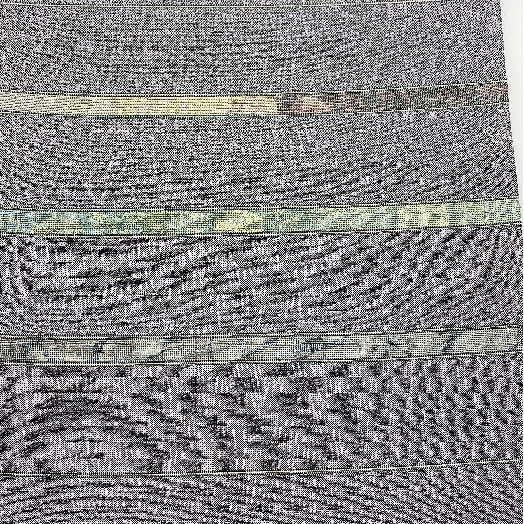 袋帯 牡丹鼠色（ぼたんねずいろ） 横段 引箔 帯丈452cm 正絹 Sランク ポイント柄 セミフォーマル グレー系 1123004922422