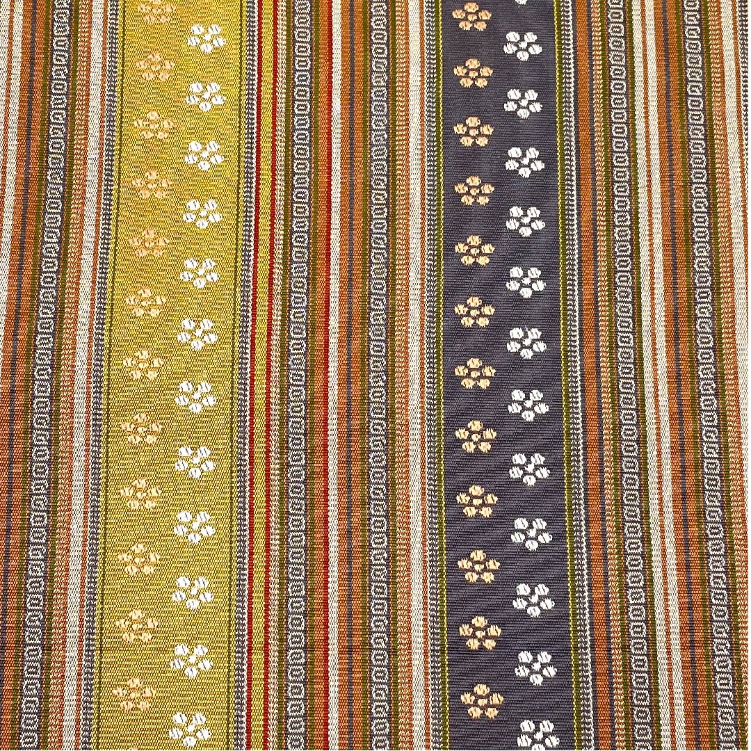 袋帯 縞 花模様 帯丈442cm 正絹 Aランク 全通 カジュアル グラデーション系 1123005973399