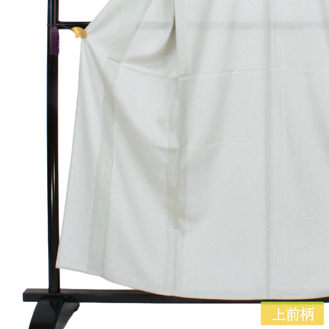 夏物 ポリエステル 色無地 Sランク 身丈157.5cm 裄丈66cm 白鼠色（しろねずいろ） 洗える着物 素無地 一つ紋 絽 グレー系 1132006192322