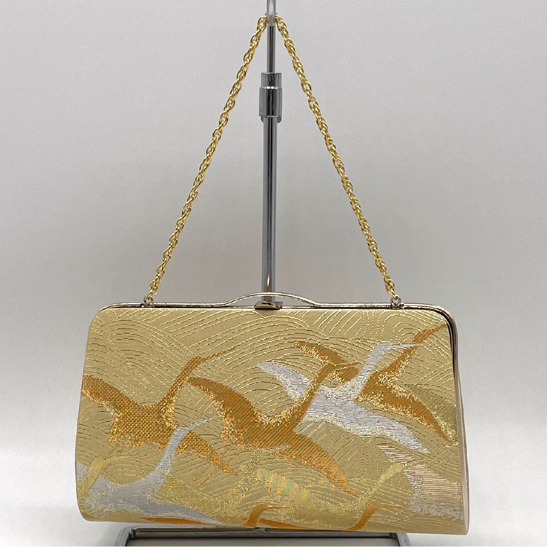 （新古品）草履バッグセット フォーマル Aランク 2way 鶴 Mサイズ 金系 1133000283321