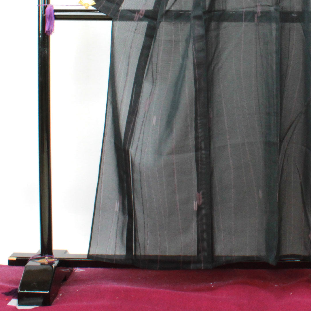 夏物 正絹 小紋 身丈159cm 裄丈63cm  矢羽根 絽 Aランク 黒系 1132000503310