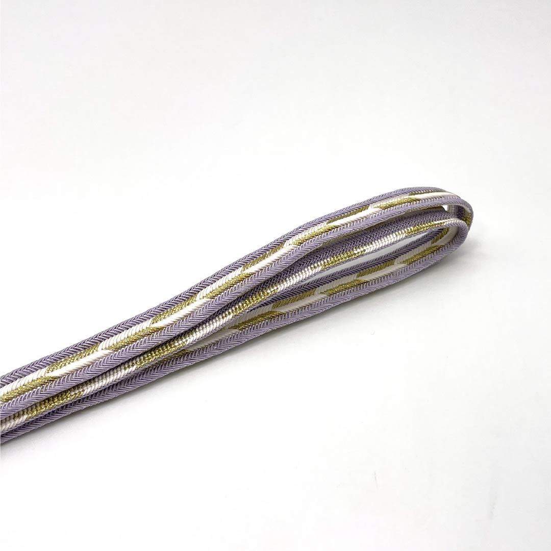 (新品)帯締め 正絹 NEWランク  薄藤色（うすふじいろ） 長尺 翠嵐工房 矢羽根 長さ約186cm 幅約1.5cm セミフォーマル 紫系 1135005361420
