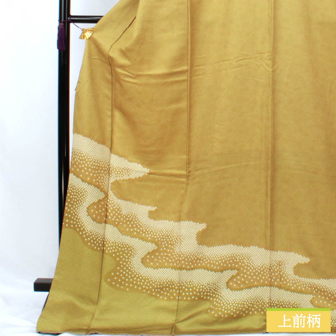 リサイクル着物】訪問着 正絹 Aランク 袷 身丈175cm 裄丈66.5cm 黄橡色