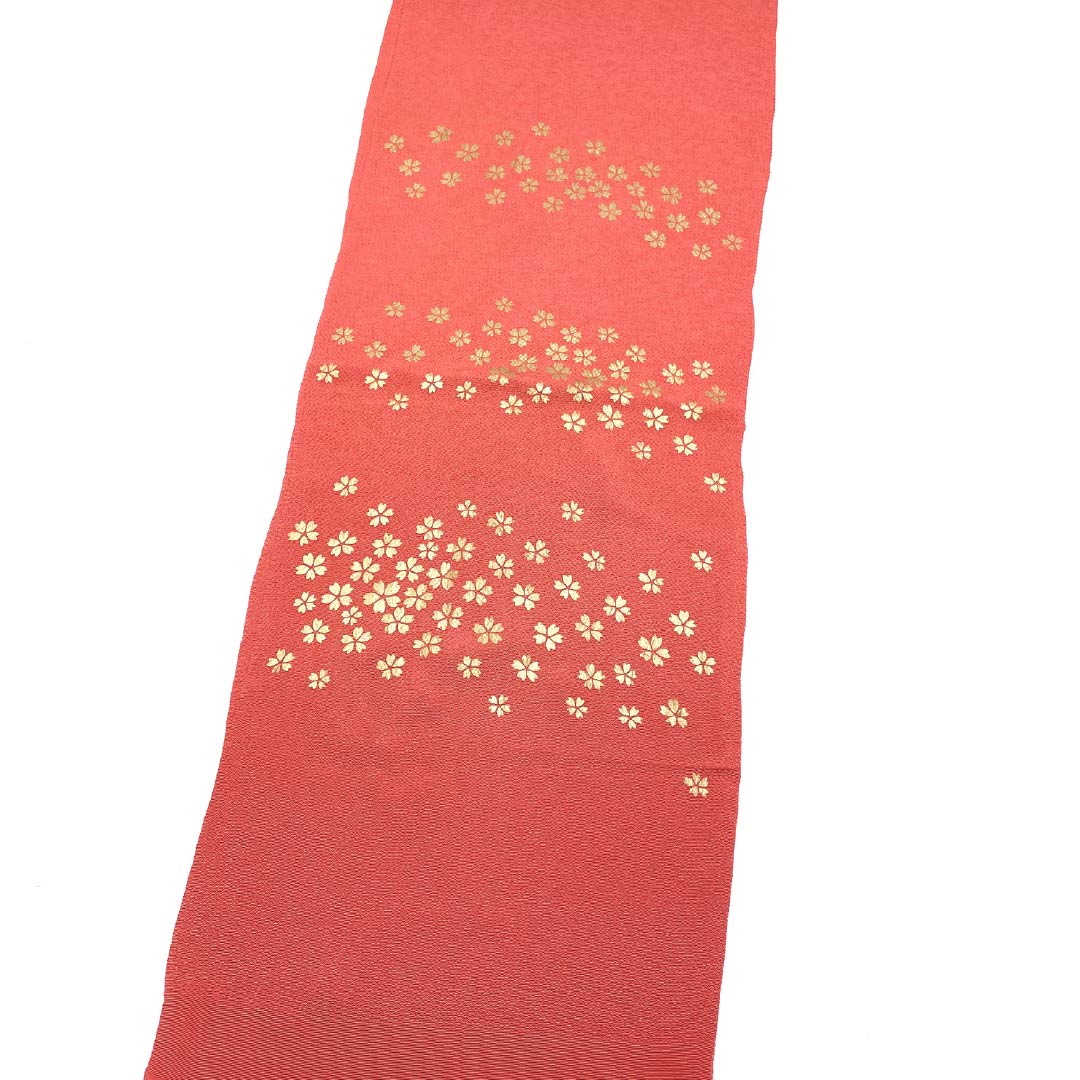 帯揚げ 正絹 Sランク セミフォーマル 梅重色（うめがさねいろ） 桜 長さ約168cm 幅約28.5cm ピンク系 1136004072913