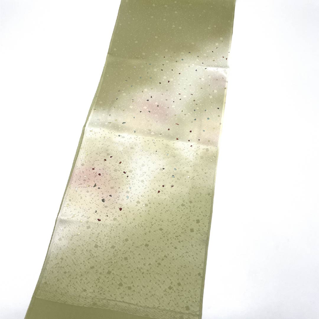 帯揚げ 正絹 Sランク セミフォーマル 裏柳色（うらやなぎいろ） ぼかし 霰 長さ約183cm 幅約29.5cm 緑系 1136004522919