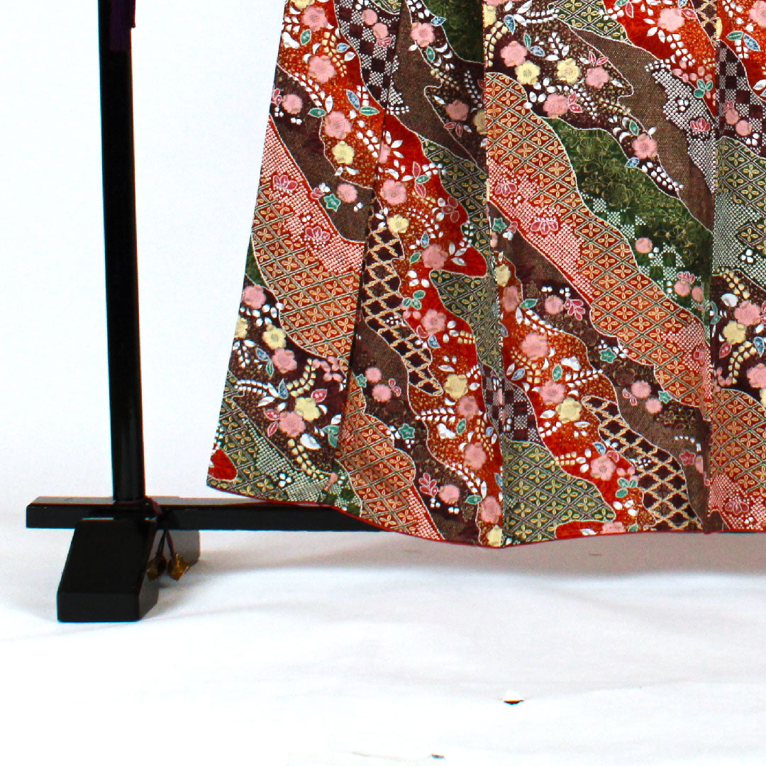 小紋 身丈160cm 裄丈65cm 袷  辻ヶ花  正絹 Sランク 茶系 1115000722314