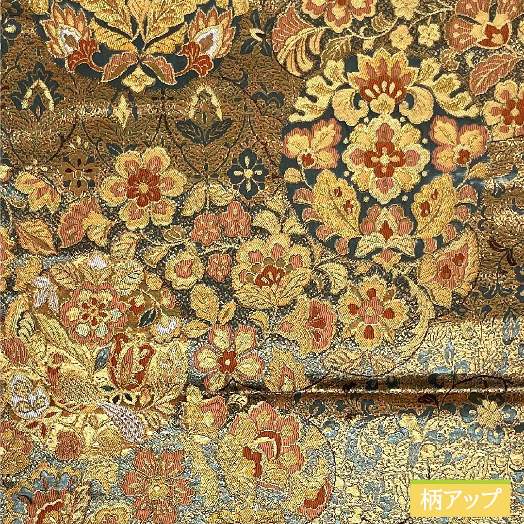 袋帯 正絹 Aランク 金色（きんいろ） 引箔 留袖用 更紗模様 古代彫金紋 帯丈424cm 六通 フォーマル 金系 1123018583321