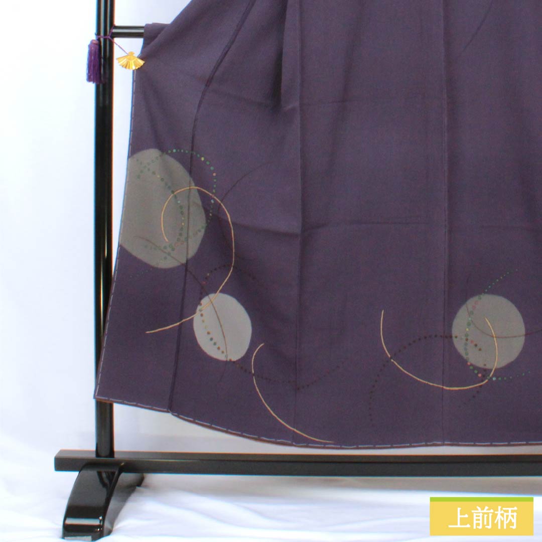 リサイクル着物】訪問着 正絹 Sランク 袷 身丈152cm 裄丈62.5cm 深紫色