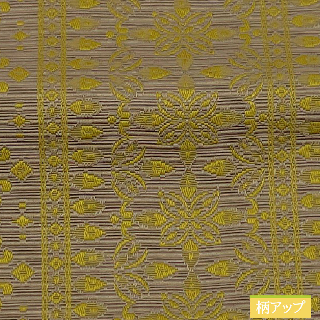 （新品）半幅帯 ポリエステル NEWランク 国防色（こくぼうしょく） 朱殷色（しゅあんいろ） 幾何学模様 抽象花模様 リバーシブル 帯丈400cm 茶系 1125002591414