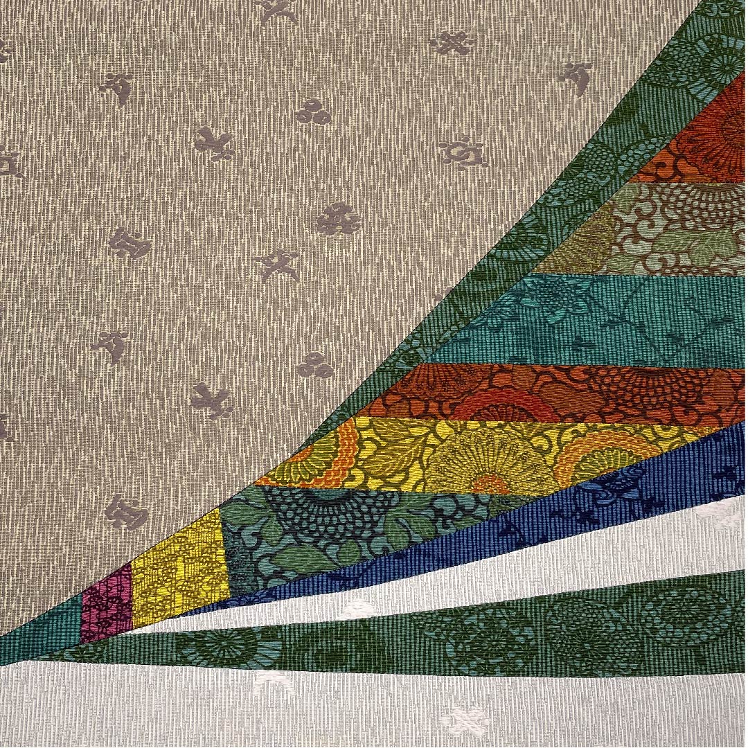 袋帯 錫色（すずいろ） 灰汁鼠色（あくねずいろ） 人間国宝 切嵌め 帯丈444cm 正絹 Aランク ポイント柄 カジュアル グレー系 1123006723322