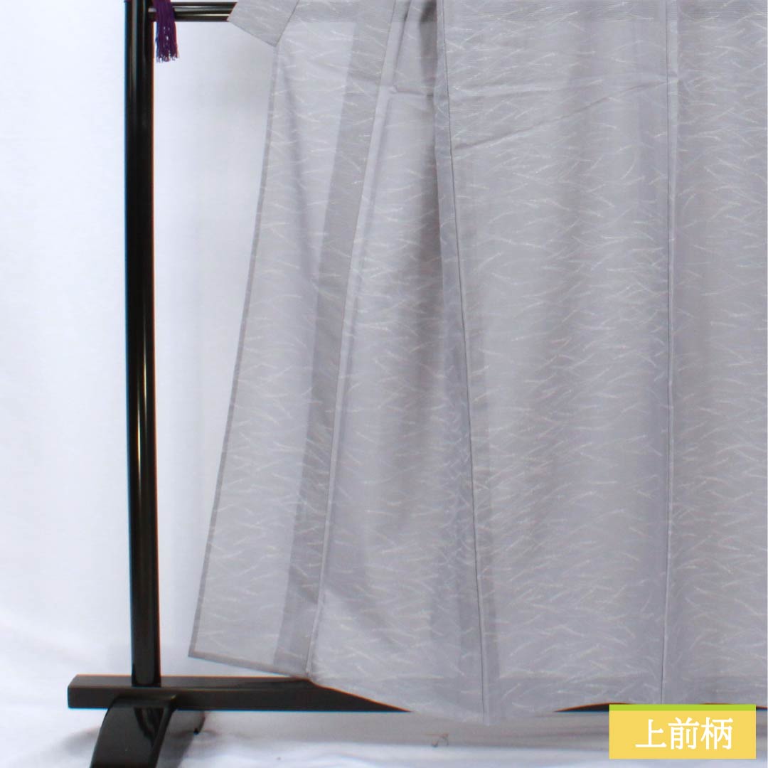 夏物 ポリエステル 小紋 身丈159cm 裄丈65cm 水銀色（すいぎんいろ） 松葉 洗える着物 絽 Sランク グレー系 1132002652322