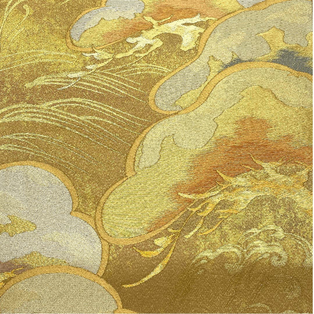 袋帯 金色 松 帯丈436cm 正絹 Sランク 六通 フォーマル 金系 1123006612321