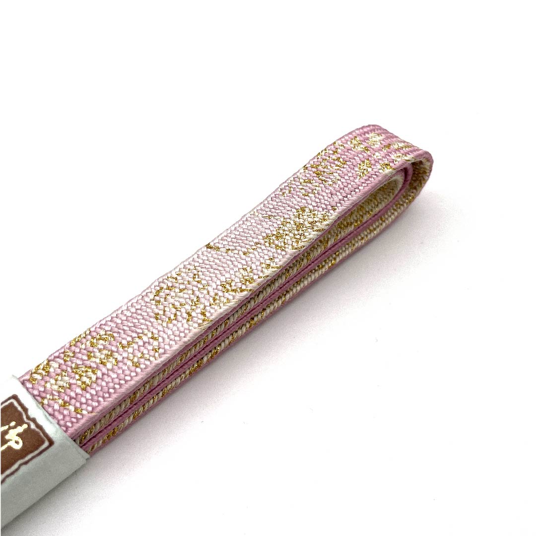 （新古品） 帯締め 正絹 四分紐 洎夫藍色（さふらんいろ） 特選金銀糸使用 新古品 長さ約162cm 幅約1.5cm セミフォーマル Sランク ピンク系 1135001832913