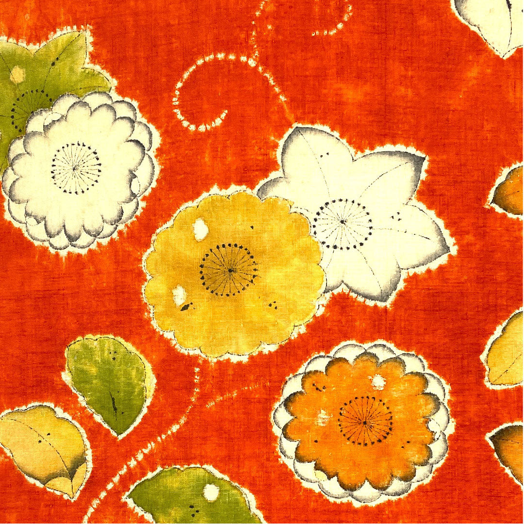 名古屋帯 辻ヶ花 染帯 帯丈352cm 正絹 Sランク 六通 カジュアル 朱系 1124001442316  名古屋仕立て