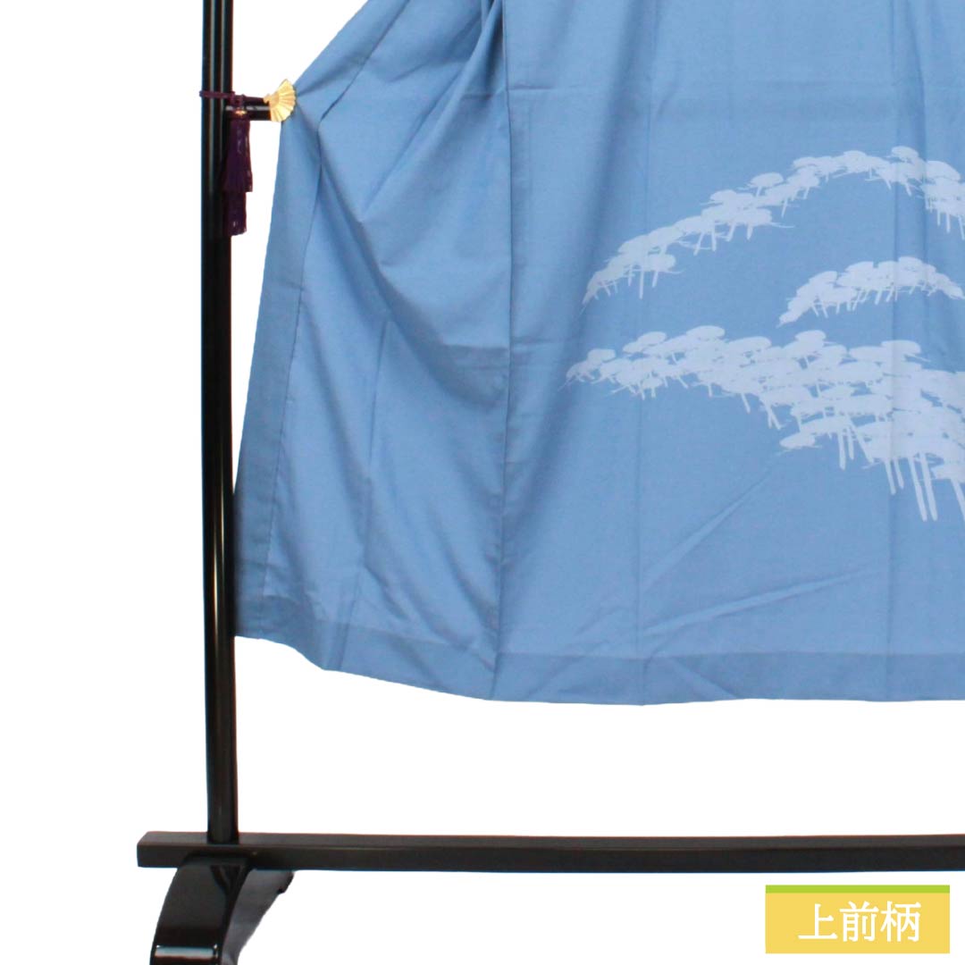 メンズ襦袢 ポリエステル Aランク 身丈142cm 裄丈69cm 朧花色（おぼろはないろ） 風景画 単衣 青系 1140000863417