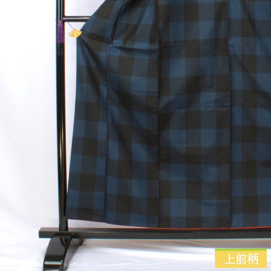 紬 正絹 Sランク 身丈158cm 裄丈66cm 紺色（こんいろ） 大島紬 市松 袷 紺系 1116004632318