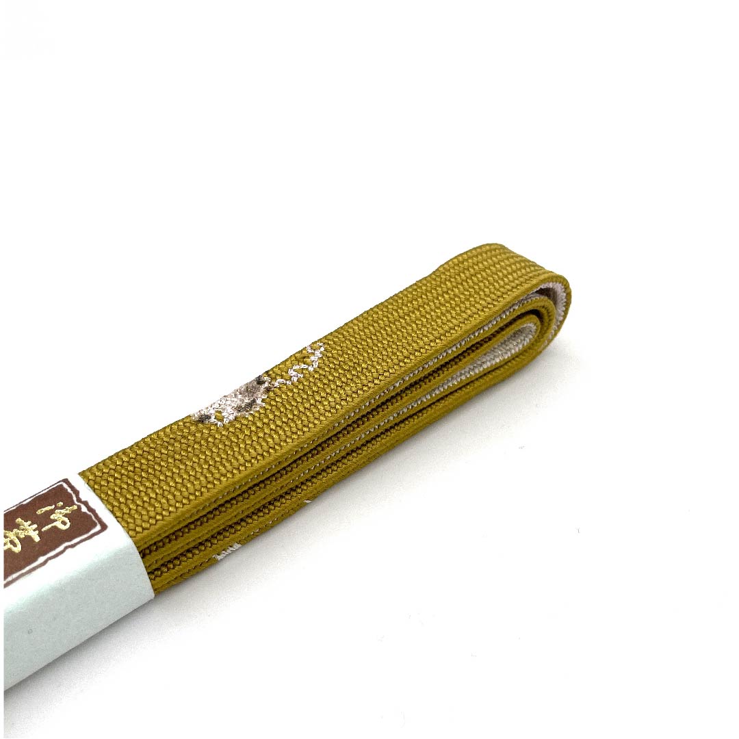 （新古品） 帯締め 正絹 四分紐 黄櫨色（はじいろ） 金彩 金属糸使用 新古品 長さ約162cm 幅約1.5cm セミフォーマル Sランク 黄系 1135002782323