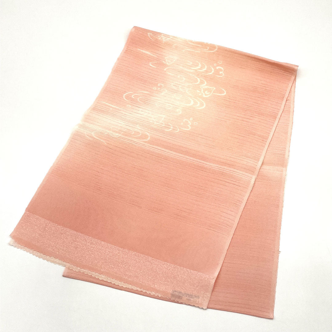 （新古品）帯揚げ 正絹 NEWランク セミフォーマル 乙女色（おとめいろ） 夏物 千鳥 流水 長さ約178cm 幅約30cm ピンク系 1136001571913