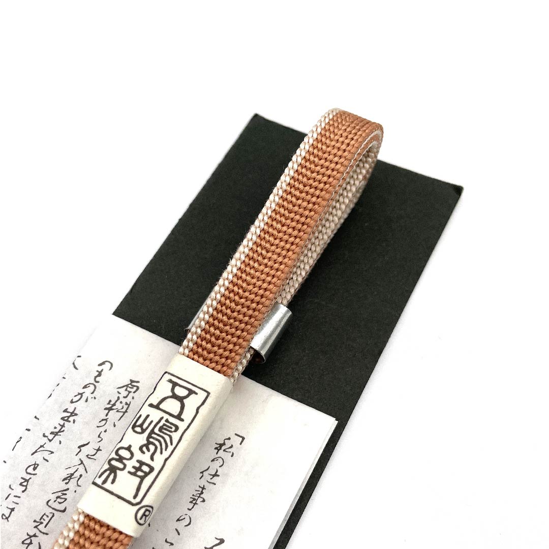 (New old stock) Silk obi-jime (sash fastener) 3-minute string, camel color, Goshima string, Kamakura Glass Workshop, with obi fastener, length approx. 130cm, width approx. 1cm, casual, S rank, orange, 1135000132326