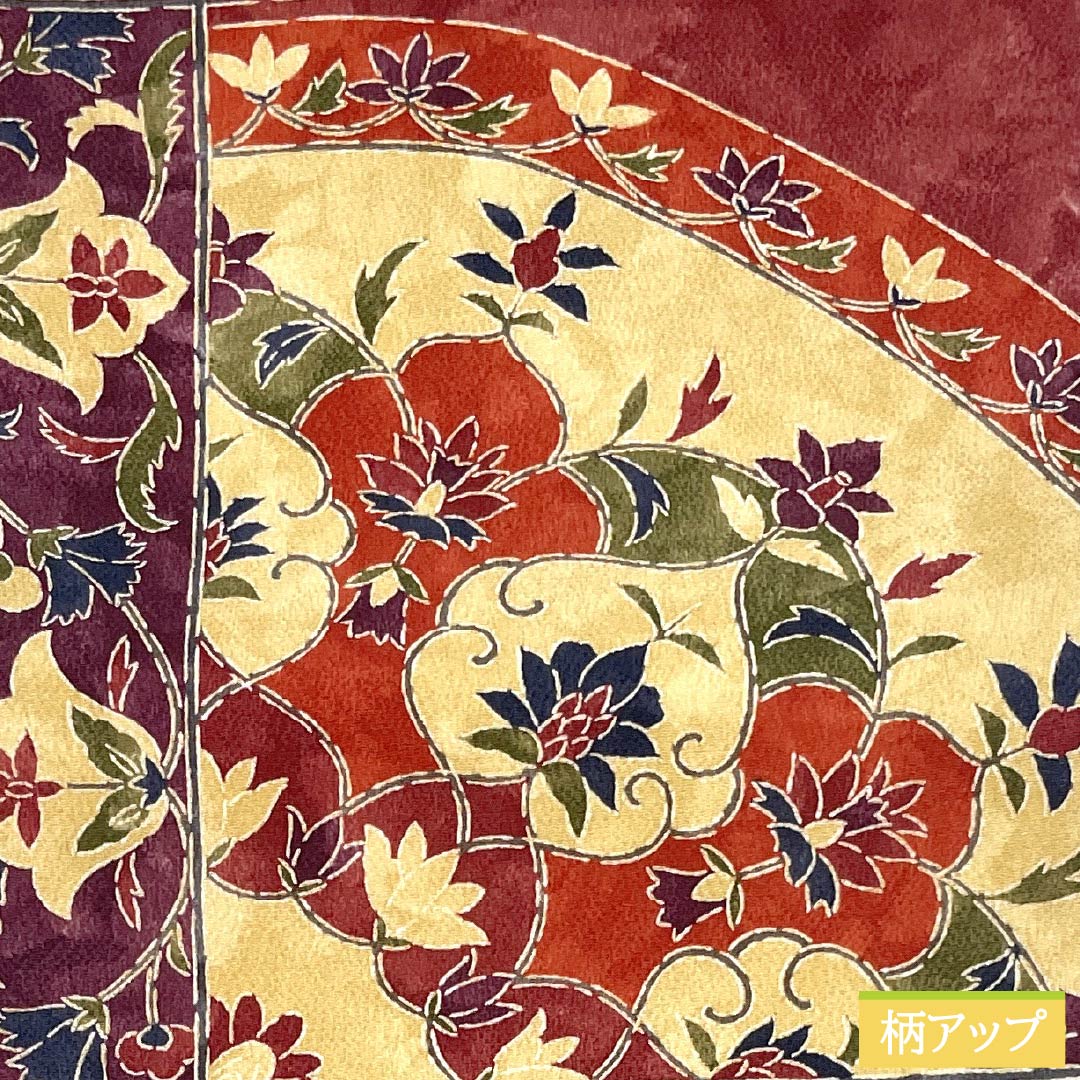 名古屋帯 正絹 Aランク 更紗文様 ちりめん地 型染め 帯丈364cm 全通 カジュアル グラデーション系 1124009253399 名古屋仕立て