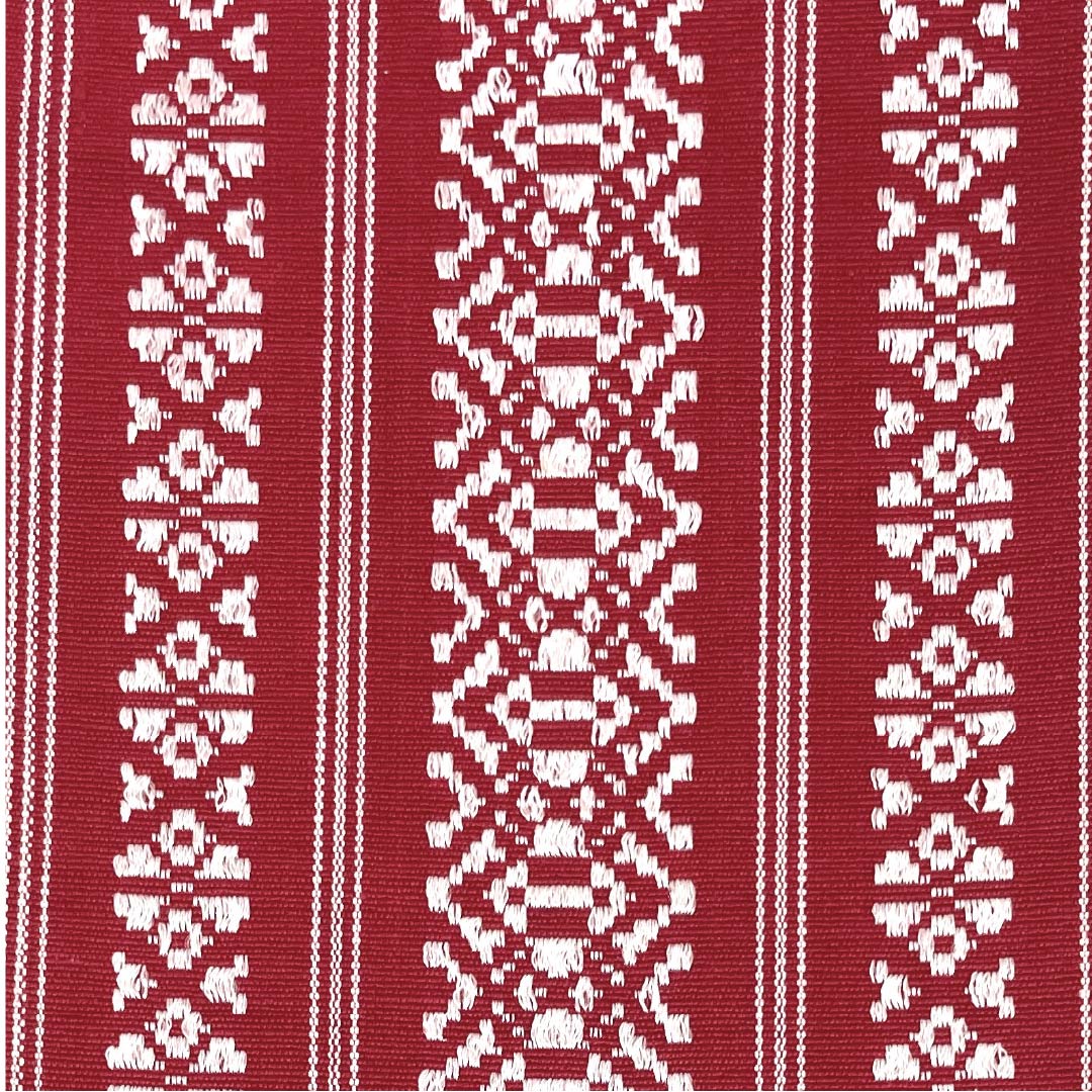 （未仕立）半幅帯 木綿 茜色（あかねいろ） 献上柄 博多織 帯丈316cm 朱系 Aランク 1125001673316