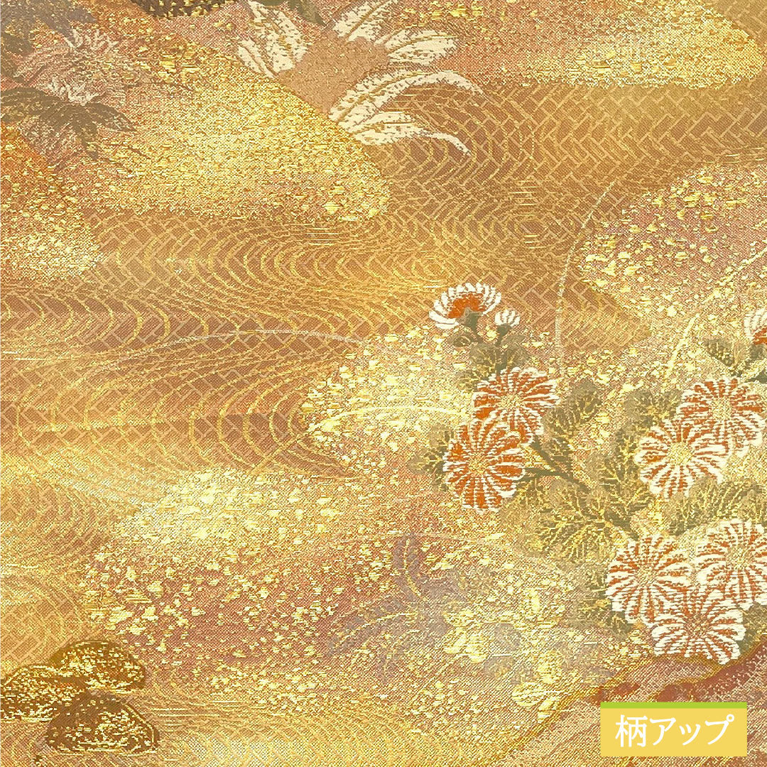 袋帯 正絹 Aランク 引箔 西陣織 流水 吉祥文様 帯丈436cm 六通 セミフォーマル グラデーション系 1123016463399