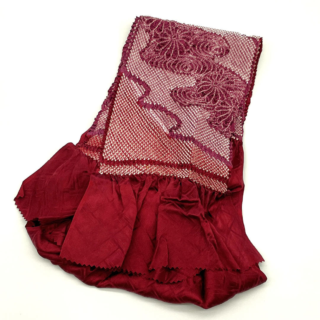 （新古品） 帯締め・帯揚げセット 正絹 Aランク 赤紫色（あかむらさきいろ） 絞り 京友禅 振袖用 長さ約160cm 幅約1cm セミフォーマル 紫系 1141000513320