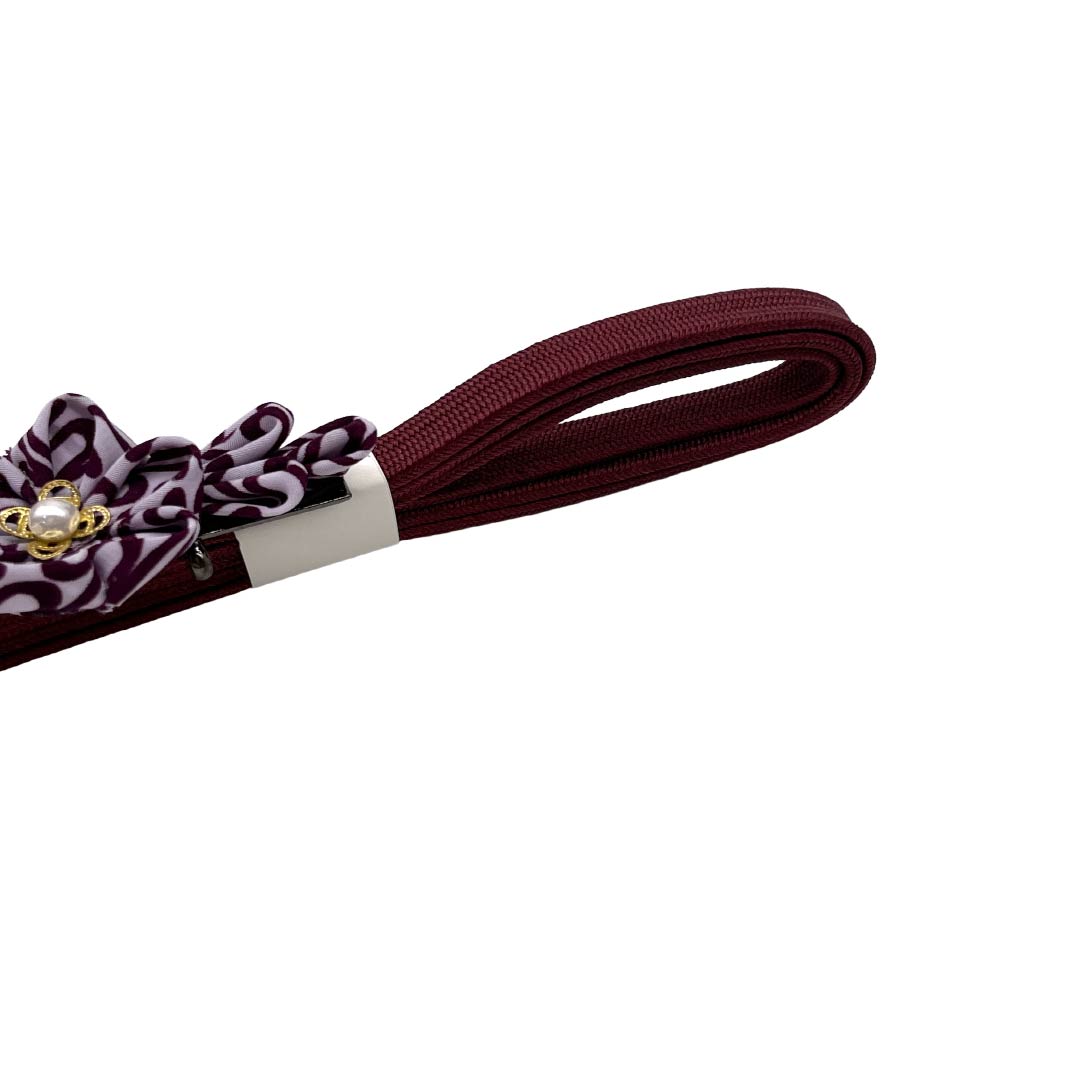 (新品)帯締め 正絹 NEWランク 三分紐 暗紅色（あんこうしょく） 帯留め付き つまみ細工 日本製 長さ約135cm 幅約0.8cm カジュアル 赤系 1135006411312