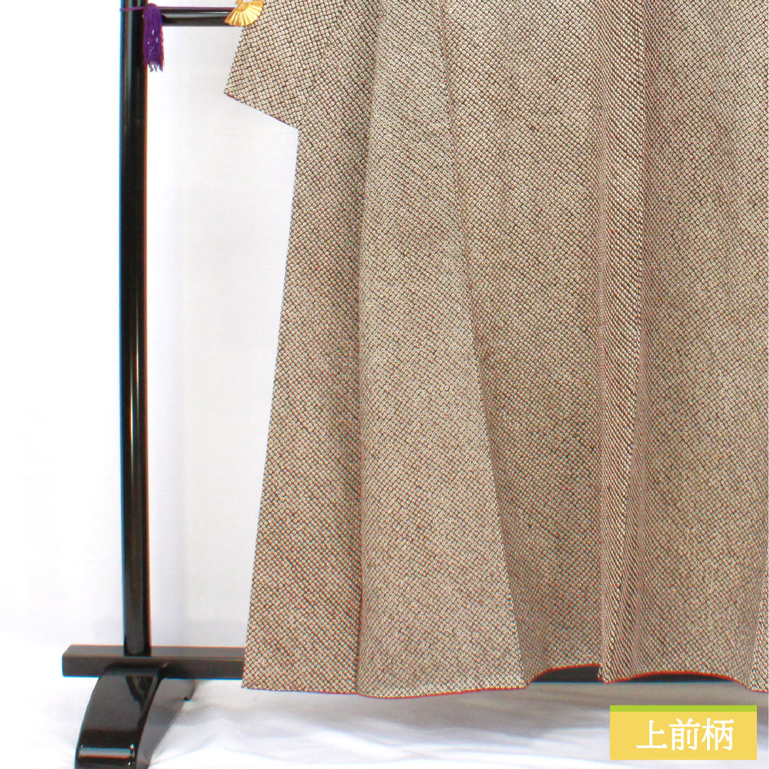 小紋 正絹 身丈156cm 裄丈63.5cm 袷 総絞り 疋田絞り Aランク 黒系 1115004633310