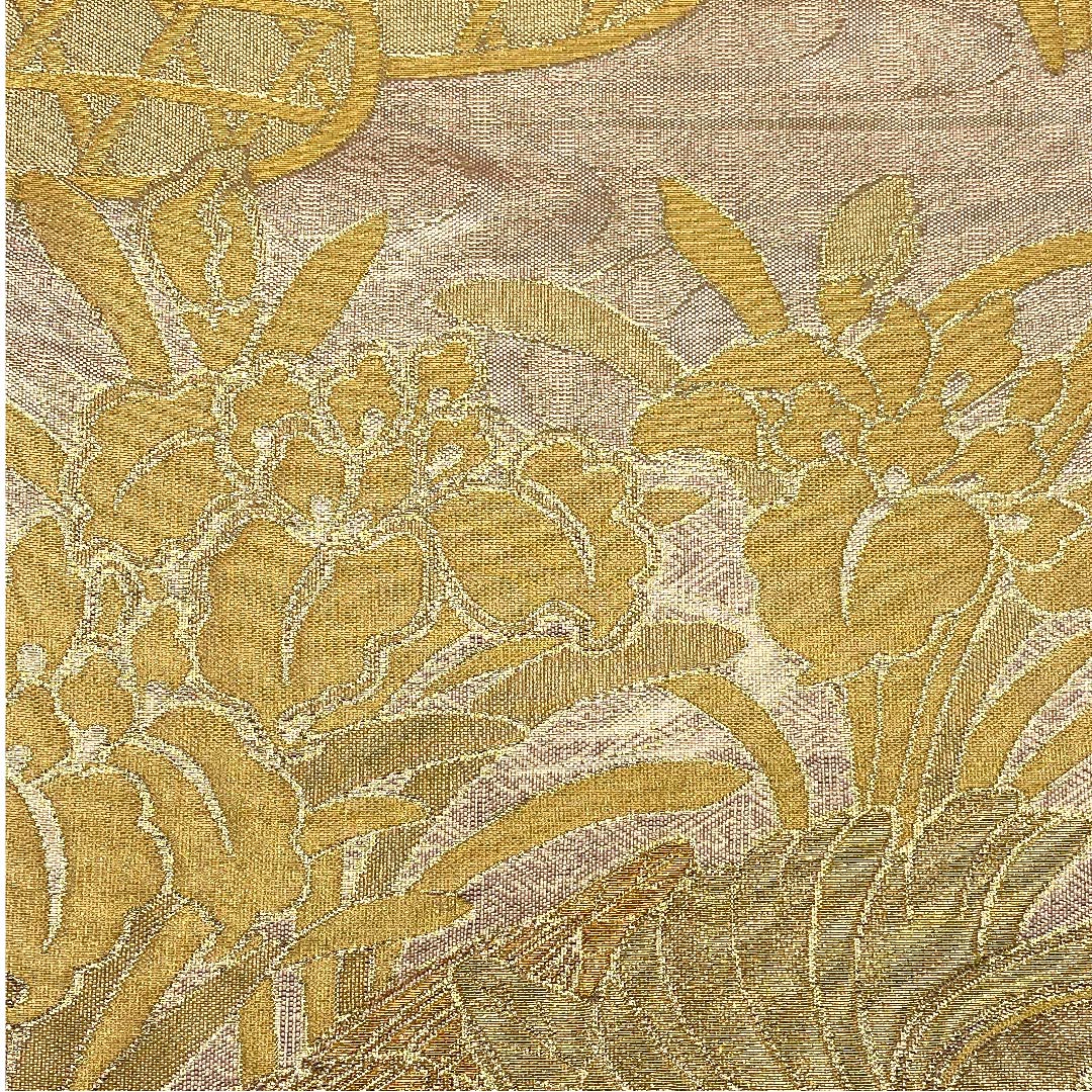 袋帯 乙女色 佐賀錦 鴛鴦 杜若 帯丈443cm 正絹 Sランク 全通 フォーマル ピンク系 1123005652313