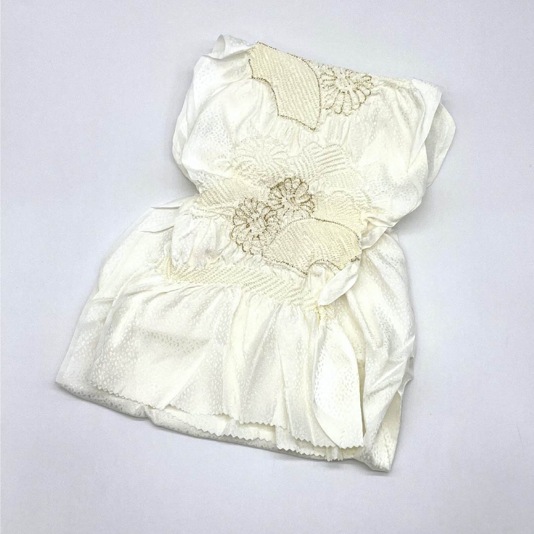 （新古品） 帯締め・帯揚げセット 正絹 Sランク 扇付き 留袖用 絞り中抜き 長さ約154cm 幅約1.5cm 留袖用 白系 1141000132311